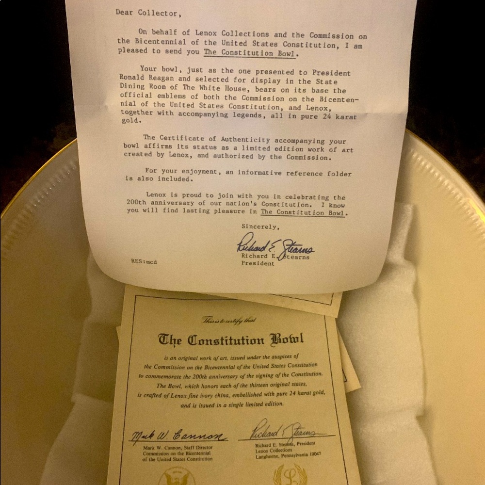 Vintage limited edition Lenox 200th anniversary constitution bowl